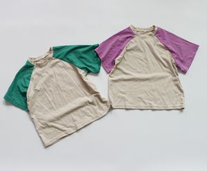 T-shirts zomer unisex kinderen t-shirts Koreaanse stijl raglan mouw tops kinderkleding losse casual baby jongens meisjes t-shirt 230427