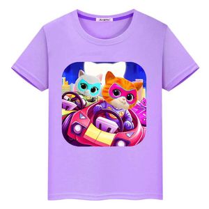 T-shirts Super Kitties 100% katoenen zomer T-shirt Pride Y2K One Piece Boys Cartoon Anime T-shirt Gedrukt Korte Top Childrens Clothing Girll2404