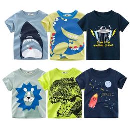 T-shirts t-shirt Cartoon dieren Baby Kids Girls Kinderkinderen Katoen Korte mouwen Zomerkleding Lion Monkey Print T-shirt T-shirt TEE CAR TODDLERL2405