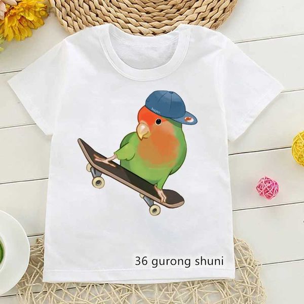 Camisetas Camiseta para niños/niñas divertido pájaro amor scooter gráfico niños camiseta casual niños/niñas ropa totalmente adecuada camiseta para bebé ldd240314