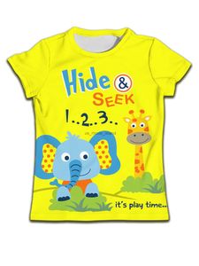 Camisetas Camiseta para niños niñas ropa de bebé de dibujos animados camiseta Casual lindo elefante gráfico niños ropa amarilla niños manga corta