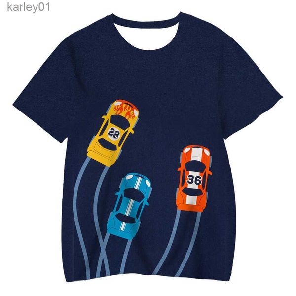 T-shirts T-shirts 2-8T voiture imprimer enfant garçons T enfant vêtements d'été à manches courtes infantile mignon t-shirt coton enfants Tee tenue 240306