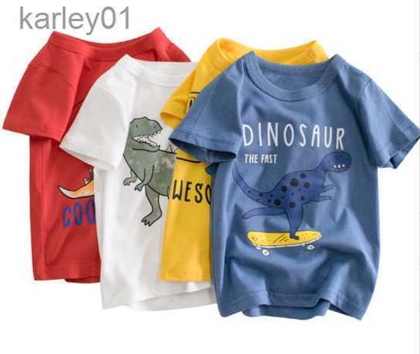 Camisetas Camisetas Camisetas de dinosaurios para niños y niñas Tops de algodón Ropa fresca para niños 1-10 Estilo Verano Manga corta 240306