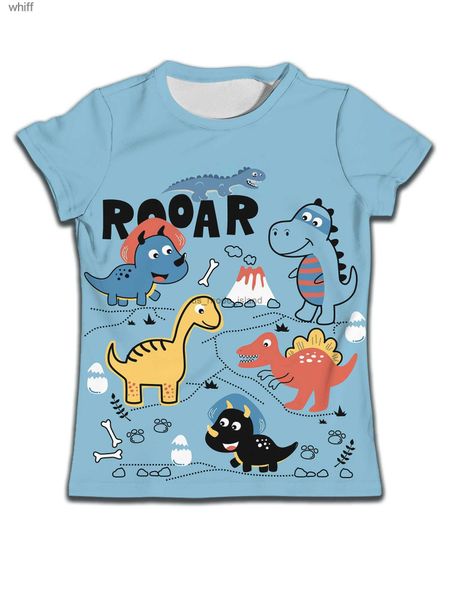 T-shirts t-shirts nouveaux garçons t-shirt à manches courtes pour enfants vêtements fille dinosaure paradis chemises graphiques articles filles dessin animé vêtus baby garçon vêtements c240413