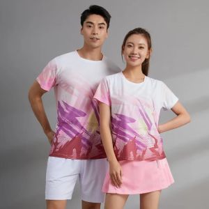 T-shirts tafel tennisjersey mannen vrouwen korte mouw sport t-shirt 3d print badminton kleding paar ping pong shirt 2024 zomerontwerpen