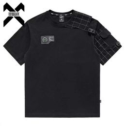 T-shirts Tactical Mens Techwear Pays Patch Work Fonction 2023 Summer Street Clothing Haruku Black T-shirt Top 240426