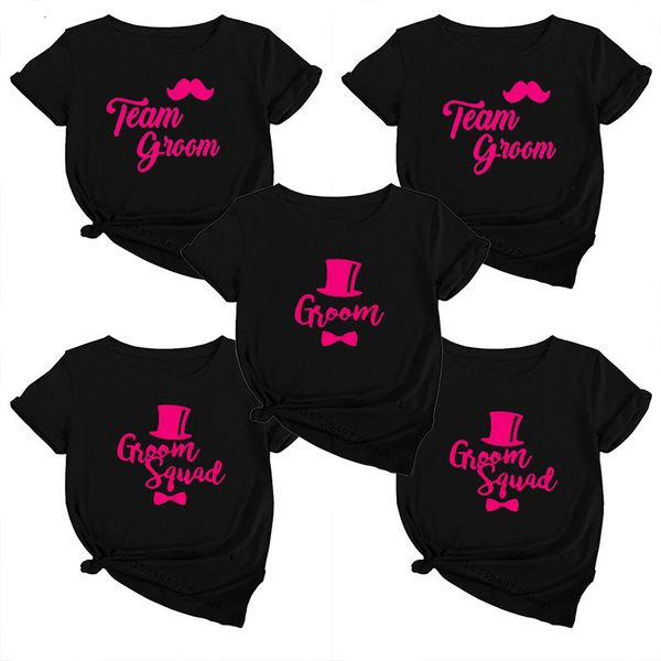 T-shirts Team Groom Print Hommes T-shirts EVJF Bachelorette Boy Wedding Male Tops Tees Groom la Mariee party T-shirt 230617