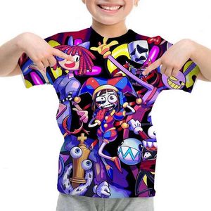 T-shirts The Amazing Digital Circus 3D T-shirt imprimé Classic Kids Short à manches à manches courtes garçons et filles Fashion Short à manches t240524