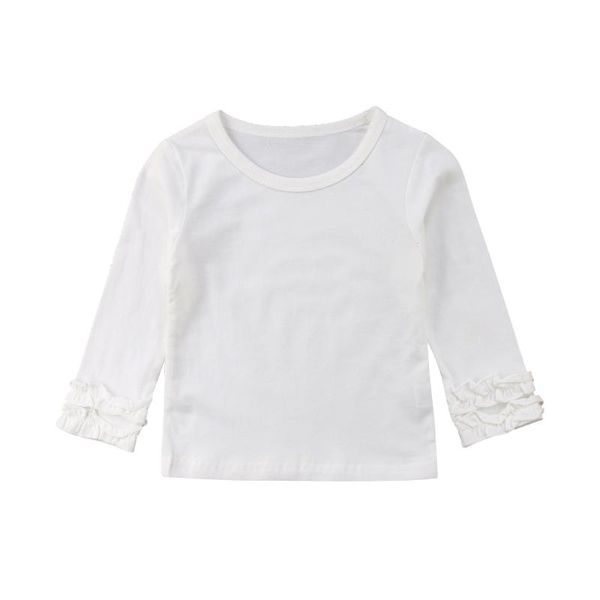 T-shirts enfant en bas âge bébé fille coton à manches longues volants T-shirt solide hauts chemisier équipage TeeT-shirts