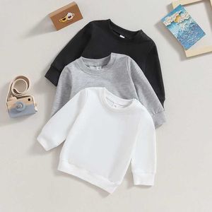 T-shirts Toddler Baby Girls Boys Sweatshirts Herfst Lange Mouw Crewneck Solid Color Pullover Fall Tops Baby T-Shirt ClothingL2405
