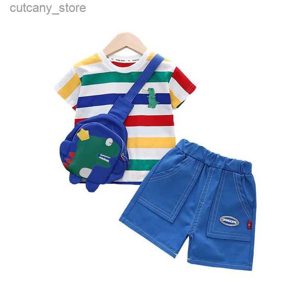 T-shirts enfant en bas âge garçon vêtements enfants bébé enfants vêtements ensembles Sport haut + costume court tenues bébé tenues sac cadeau L240311