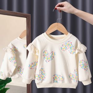 T-Shirts Kleinkind Kleidung Sweatshirt für Mädchen Casual Tops Verdickung Baumwolle Sweatshirt Langarm Kinder Kapuzenkleidung für 2-8 Jahre 230427