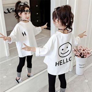 T-shirts Peuter Kinderen Volledige T-shirts Meisjes Leatter Casual Tops Koszulka Tiener Grote Meisjes Wit T-shirt Kinderkleding Tee 8 6 10 12 230606