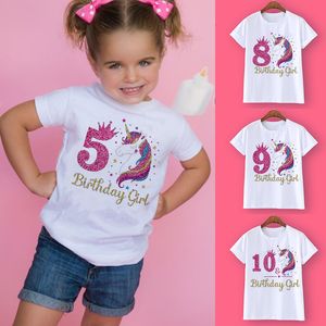 T Shirts Unicorn Birthday Shirt 1 12 T Wild Tee Girls Party T Theme Kleding Kids geschenken mode tops t -shirt 230331