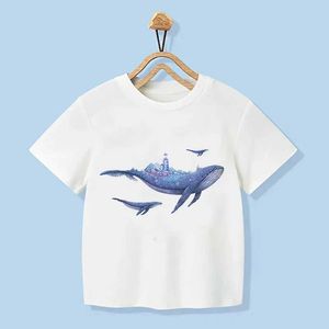 T-shirts baleinier Impression de dessins animés enfants t-shirts décontractés bébé drôles garçons t-shirt mignons filles vêtements décontractés enfants tops d'été tee-shirt y240521