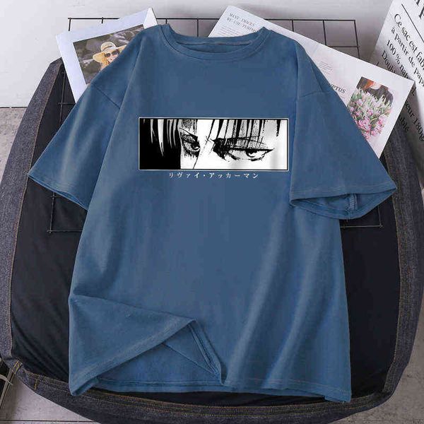 Camisetas Mujer Attack On Titan Moda Verano Tees Casual K-Pop Tops Oversize Manga corta Camisetas negras O-cuello Lady Ropa G220228