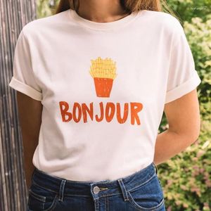 T-shirts femmes ZESSAM frites lettre imprimé graphique femmes T-shirt été col rond manches courtes dame pull décontracté Vintage Femme