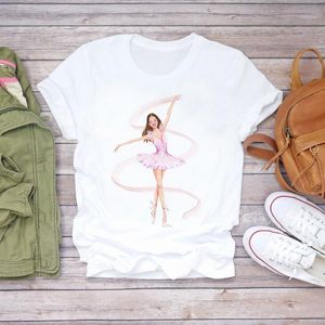 Camisetas Mujer Acuarela Feliz Niña Hija Dibujos animados Mamá Madre Mamá Ropa Camiseta gráfica Top Lady Imprimir Mujer Camiseta Mujer