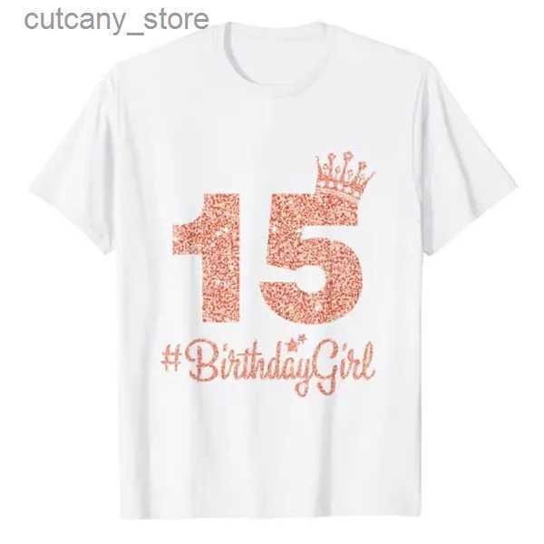 T-shirts t-shirts pour femmes 15 #birthdaygirl sweet quinze 15th rose couronne tee pour filles t-shirt 15 ans d'être génial en tête du 15e jour présente l46