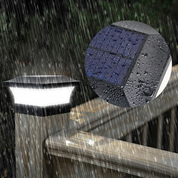 T-SUN LED Solar Power Garden Square Post IP65 Columna impermeable para lámpara de pared de porche de patio al aire libre - Cálido