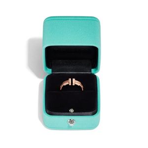 T Tiffan Vierkante Ring 18K Vergulde Draad Ring voor Vrouwen Mens trouwringen Open Ring Met Maand-van-Parel Diamond Ring Titanium