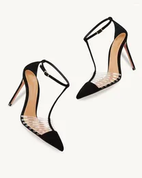 T orteil Femmes Strap Hollow Point Sandals Boucle Chaussures FEMME Fashion High Heels Dames Chaussures Breffable Sandalias V C F OE