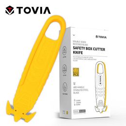 T TOVIA couteau d'ouverture de boîte de sécurité, sécurité utilitaire pour boîte de découpe, colis en Carton, ruban adhésif, outils de couteaux de bureau et de maison