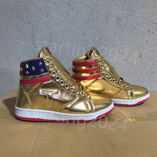 T Trump Basketball Casual Chaussures Le designer à hauts hauts ne redonne jamais 1 ts Gold Custom Men Sneakers Outdoor Comfort Sport Trendy Lace-Up Outdoor Big Size US 13 T22