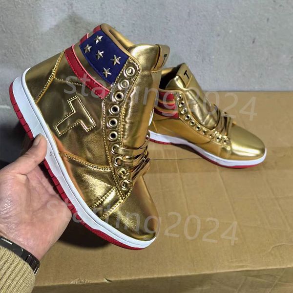 T Trump Basketball Casual Chaussures Le designer à hauts hauts ne redonne jamais 1 ts Running Gold Men Custom Men extérieur baskets Comfort Sport Trendy Lace-Up Outdoor T22