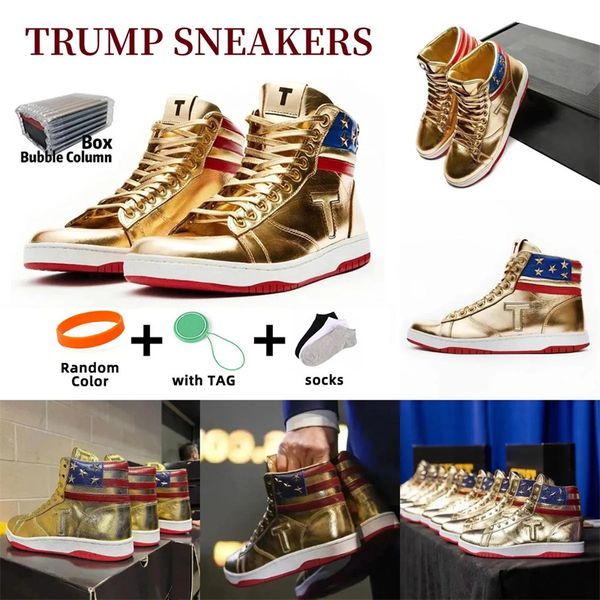 T Trump Basketball Casual Chaussures Le designer High-Tops de ne jamais se remettre 1 TS Gold Men personnalisé Sneakers Outdoor Comfort Sport Trendy Lace-Up Outdoor Big Size US 13 F01