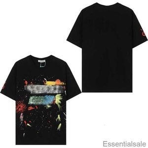 t Chemises pour hommes 2023 Lanvins Designer T-shirts en coton Couleur Encre Éclaboussures Peintes à la main Graffiti Sports Casual Manches courtes T-shirts 0f48