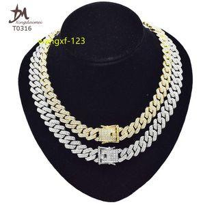 T0316 Fabriek groothandel hoge kwaliteit diamanten Cubaanse ketting sieraden set ketting armband setset