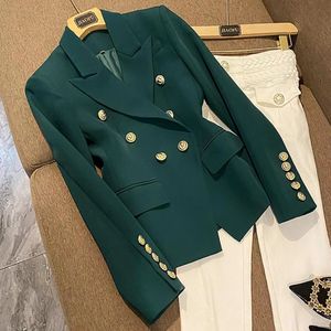 T061 damespakken Blazers Tide Brand Hoogwaardige retro modeontwerper Pak Jacket Lion Dubbelbreien slanke plus size dameskleding