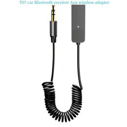 T07 auto Bluetooth-ontvanger Aux draadloze adapter USB naar 3,5 mm Jack Audio Muziek Mic Handsfree voor autoluidspreker