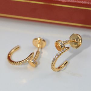 Pendientes de diamantes de uñas de calidad T0P Pendientes de diamantes de oro de 18 quilates para mujeres Diamantes de diseñador Plata fina Reproducciones oficiales Joyería de lujo Regalos premium con caja