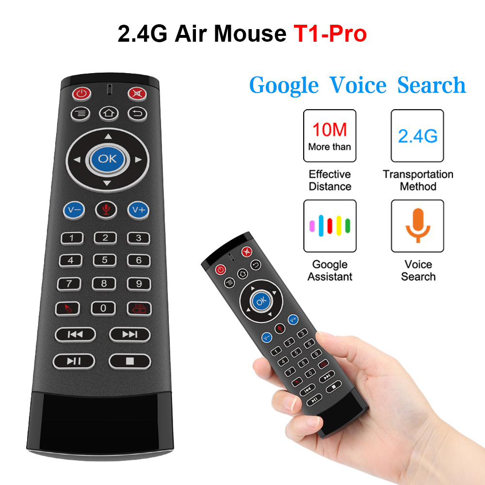 T1 Pro Voice Air Mouse Télécommande pour Android TV Box Projecteur 2.4G Contrôleur de clavier sans fil LG Sony X96 H96 Mini