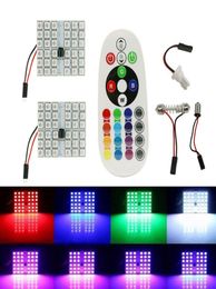 T10 5050 SMD 16 couleurs RGB LED panneau Auto voiture intérieur lecture carte lampe ampoule lumière dôme feston télécommande FlashStrobe9562034