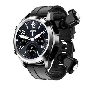 2024 T10 BT Call Fonction Fitness Trace Bracelet Music Smart Watch avec casque TWS Elee sans fil Earbud 2 In 1 Sport Smartwatch