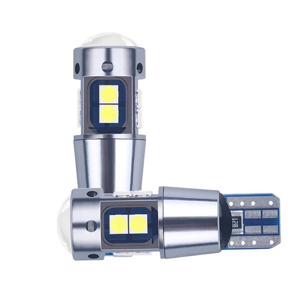 T10 voiture lumière LED ampoule coque en aluminium avec lentille w5w 194 10 pièces 3030SMD Auto Diode lampe pour voiture 12V style lumières blanc