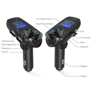 T11 LCD Bluetooth Hands-Car Auto Kit A2DP 5V 2.1A USB-oplader FM-zender Draadloze modulator Audio-muziekspeler met Packa270e