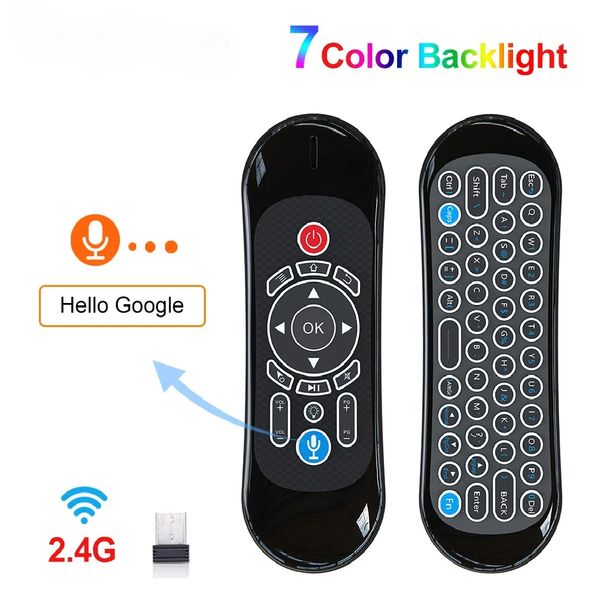 T120 Mini 2.4G clavier sans fil Fly Air Mouse 7 couleurs clavier rétro-éclairé Touchpad télécommande pour Android TV BOX anglais