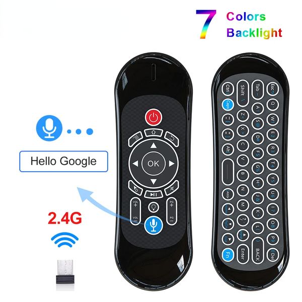 Mini teclado inalámbrico T120, 2,4G, Fly Air Mouse, ruso, inglés, 7 colores, Teclado retroiluminado, mando a distancia para Android TV BOX