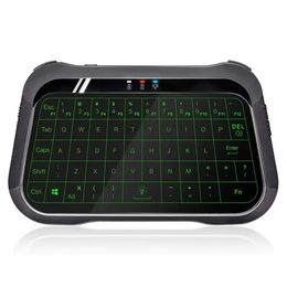 Mini teclado inalámbrico T18, pantalla táctil completa, panel táctil, ratón silencioso recargable retroiluminado de 3 colores