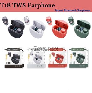 T18 Casques sans fil BT V5.1 TWS Mains libres Contrôle tactile Écouteurs Couplage automatique avec boîte de chargement Son stéréo Écouteurs à affichage numérique