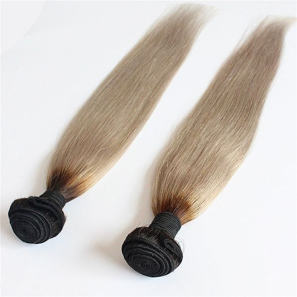 Tissage en lot non-remy lisse ombré T1B/gris 100% naturel, extension de cheveux, 10 à 26 pouces, 200g, 2 pièces, livraison gratuite