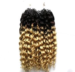 T1B613 Rubias rizadas Micro loop Extensiones de cabello humano 200S Ombre Micro Loop Ring Extensions 200g Curly Micro Bead Hair E5157138
