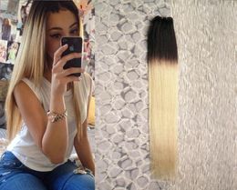 T1B613 ombre coiffure Blonde brésilienne brésilien tisser 100g brésilien raide coiffure bundles 1 pcs58047395927341