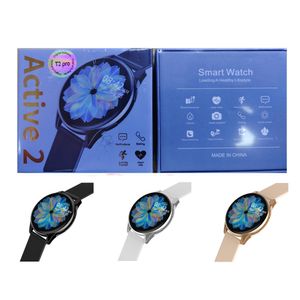 T2 Pro Smart Watch Active 2 Round Smartwatch Bluetooth -oproepen Horloges 1.28inch HD Men Women Sport Fitness Bracelet Boodschap Herinnerings bloeddrukmonitorine herinneren