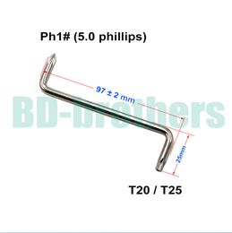 T20 / T25 + 5.0 mm Phillips PH1 # schroevendraaier met gat Z-schroevendraaiers Tool voor automatische spatbord van auto 400pcs / lot