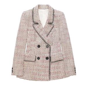 T218 damespakken blazers tide merk hoogwaardige retro modeontwerper tweed-serie pak jas met dubbele borte slanke plus maat